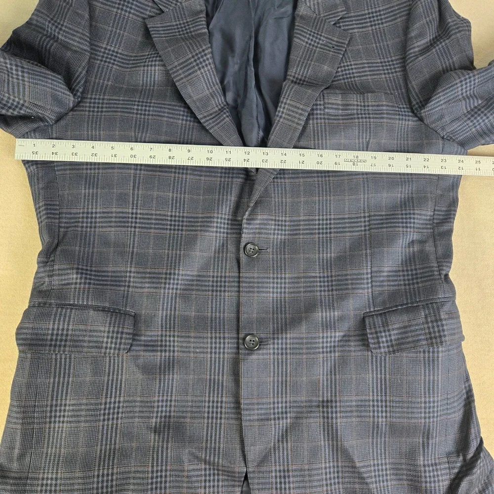 Jos A Bank Mens Plaid Blazer Sport Coat Blue Camel Hair Silk‎ Blend Two 46L